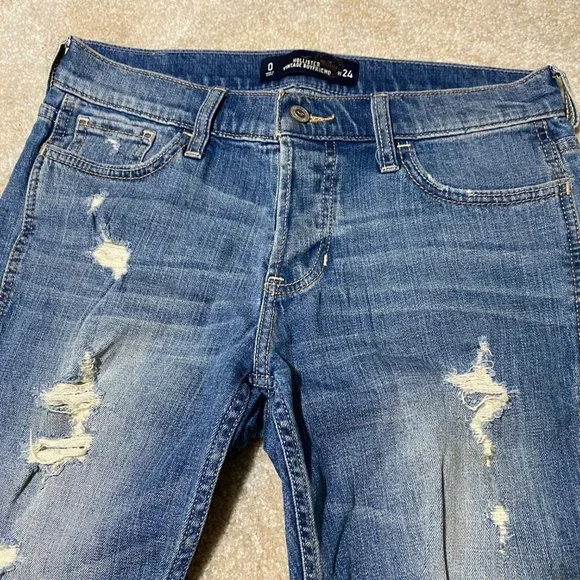 Hollister Distressed Vintage Boyfriend Jeans 0R with rolled cuffs - Picture 4 of 11